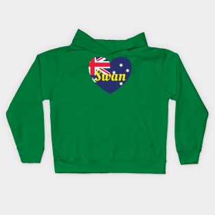 Swan WA Australia Australian Flag Heart. Kids Hoodie